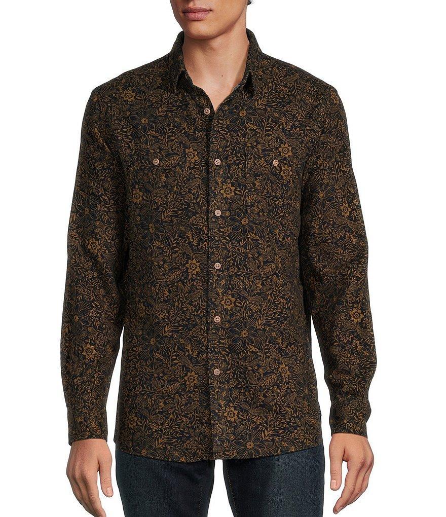 Rowm Long Sleeve Slub Leaf Print Shirt Product Image