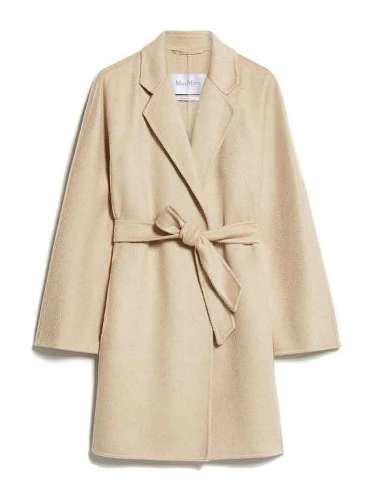 Short Wrap Coat In Cashmere In Beige Product Image