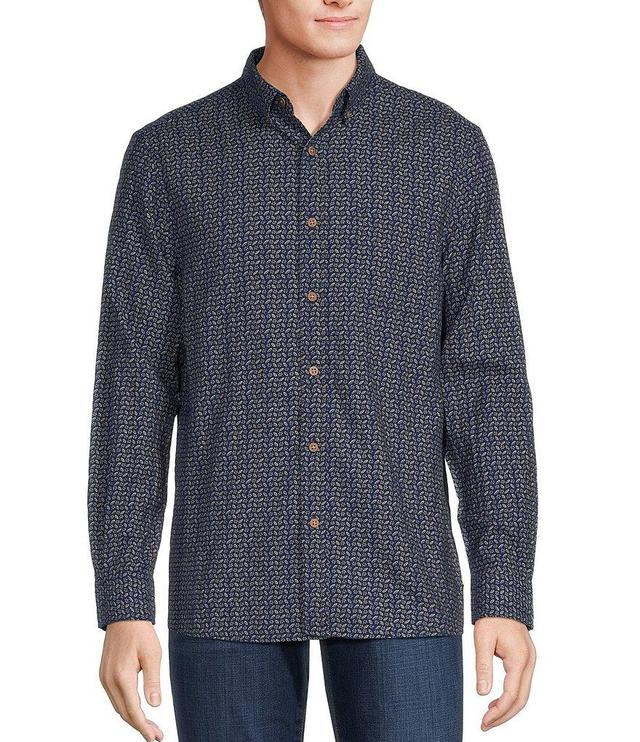 Rowm Long Sleeve Herringbone Mini Floral Print Woven Shirt Product Image