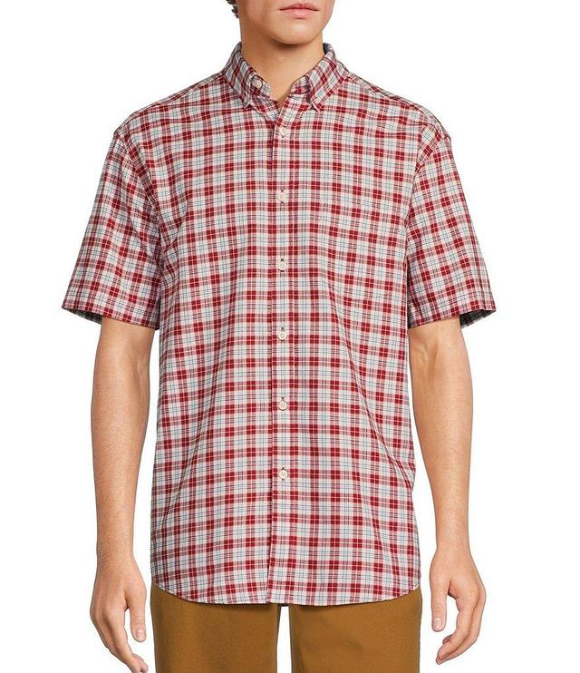 Roundtree & Yorke Short Sleeve Oxford Medium Plaid Sport Shirt Product Image