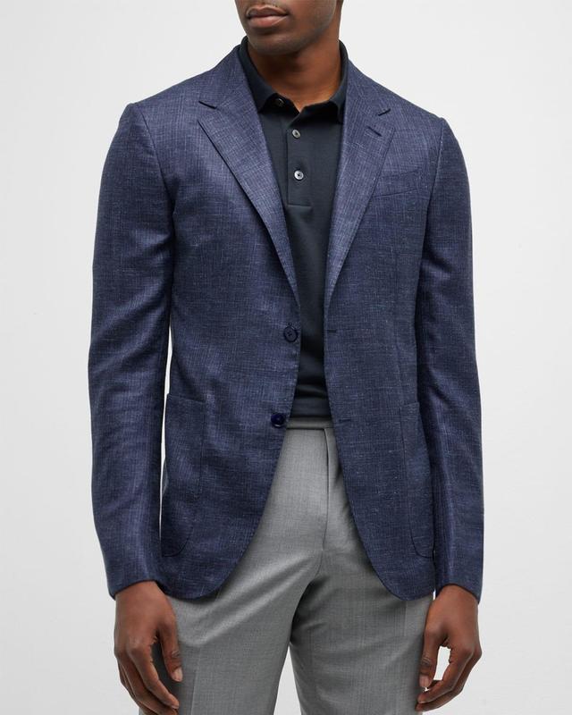 ZEGNA Men's Tonal Stripe Sport Coat - Size: 58L EU (46L US) - NAVY SOLID Product Image