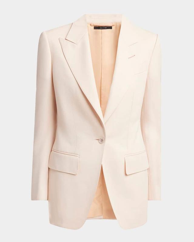 Single-Breasted Wool-Blend Blazer Jacket Product Image