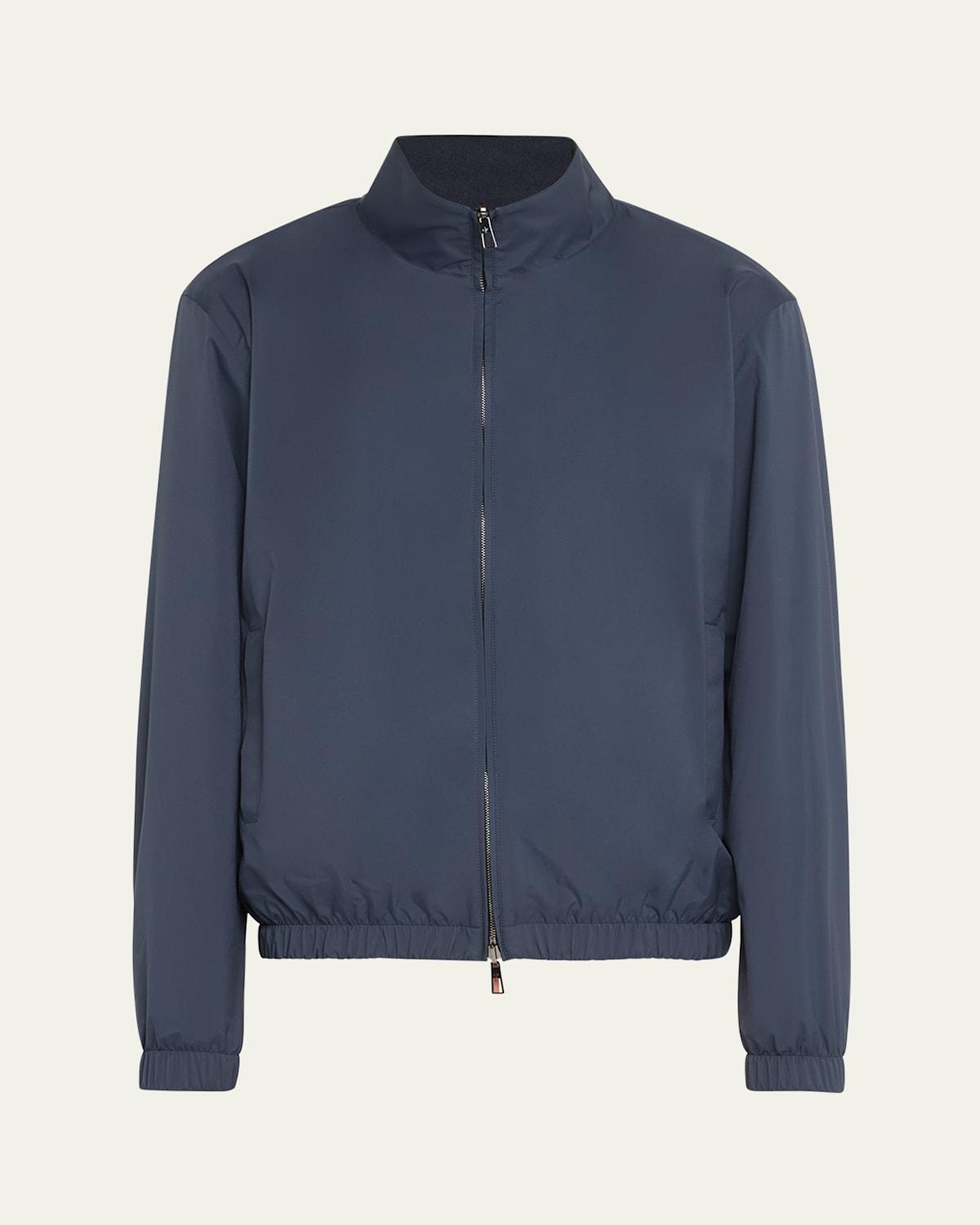 Mens Nylon Zip-Up Bomber Jacket Product Image