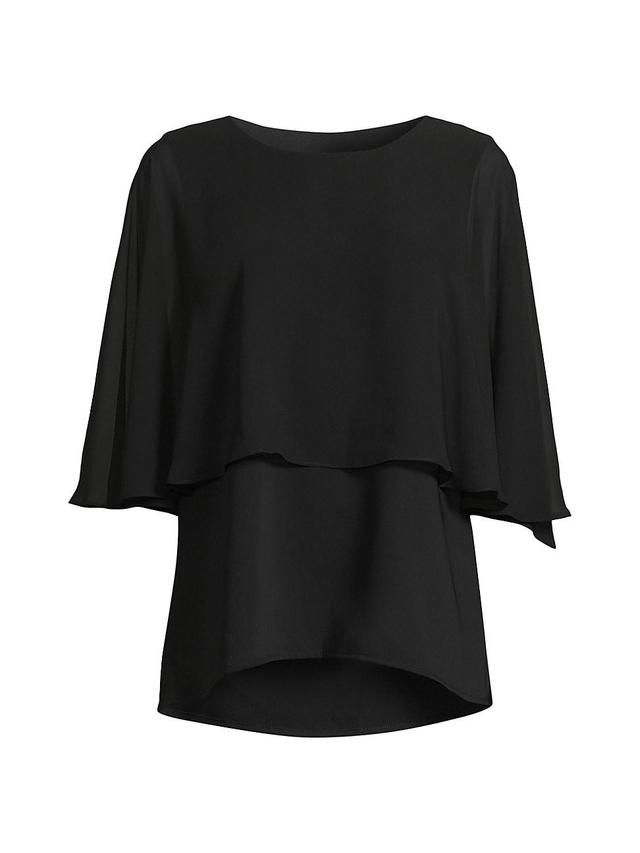 Womens Georgette Round-Neck Cape Top Product Image