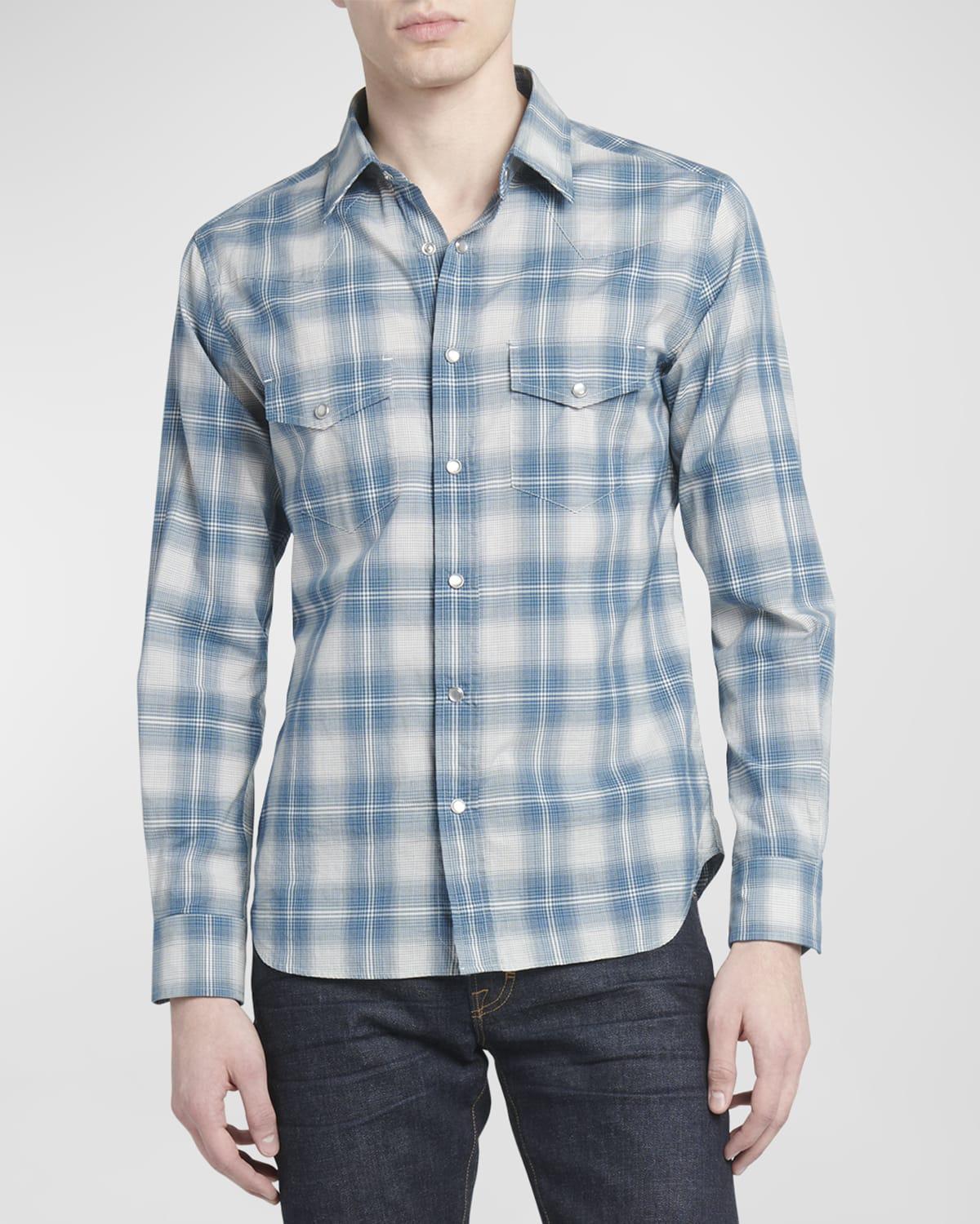 Mens Degrade Check Western Button-Down Shirt Product Image