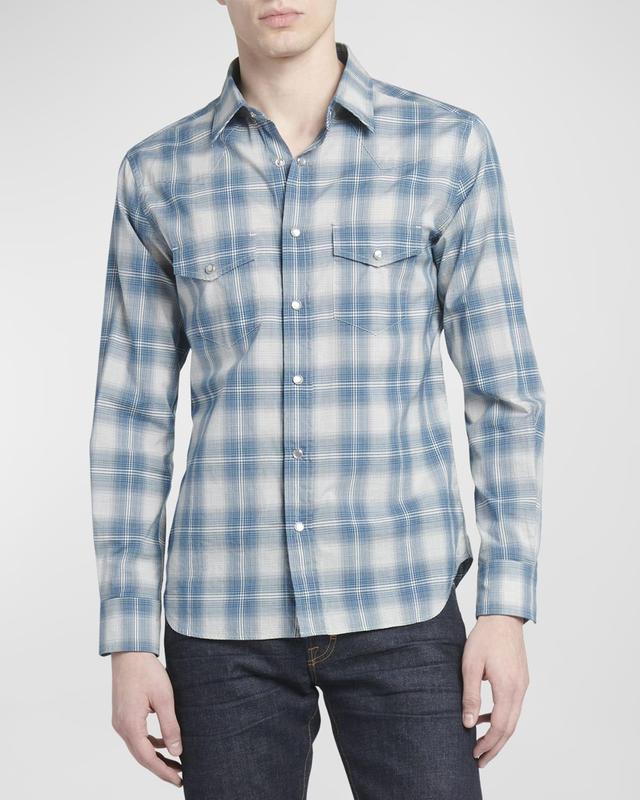 Mens Degrade Check Western Button-Down Shirt Product Image