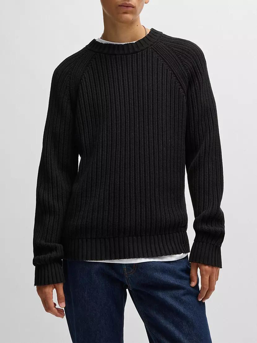 Regular-Fit Sweater in Ribbed Cotton Product Image