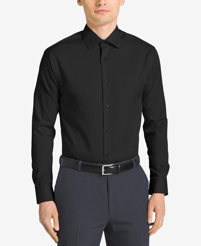 Calvin Klein Steel Mens Classic-Fit Non-Iron Performance Herringbone Dress Shirt Product Image