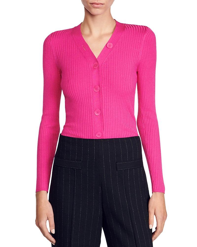 sandro Gabrielle V-Neck Ribbed Cardigan Product Image