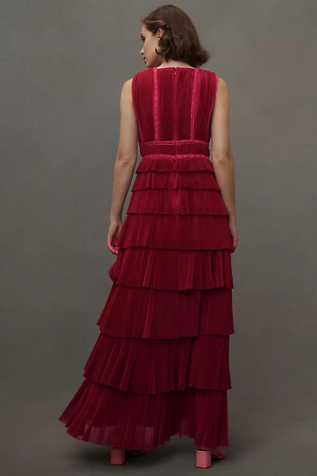 Hutch Charley Deep-V Pleated Tiered Maxi Dress Product Image