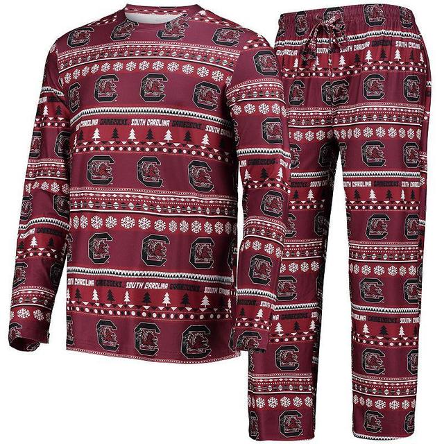 Mens Concepts Sport Garnet South Carolina Gamecocks Ugly Sweater Long Sleeve T-Shirt and Pants Sleep Set Product Image