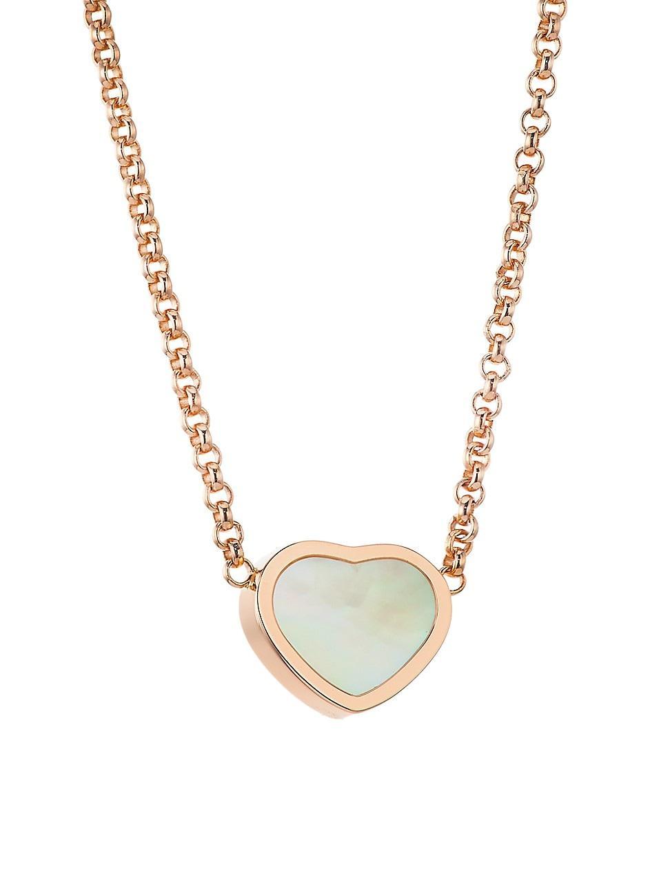 Womens My Happy Hearts 18K Rose Gold & Mother-Of-Pearl Heart Pendant Necklace Product Image