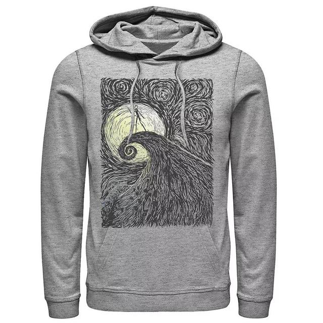 Mens Disney The Nightmare Before Christmas Spiral Hill Portrait Hoodie Athletic Grey Product Image