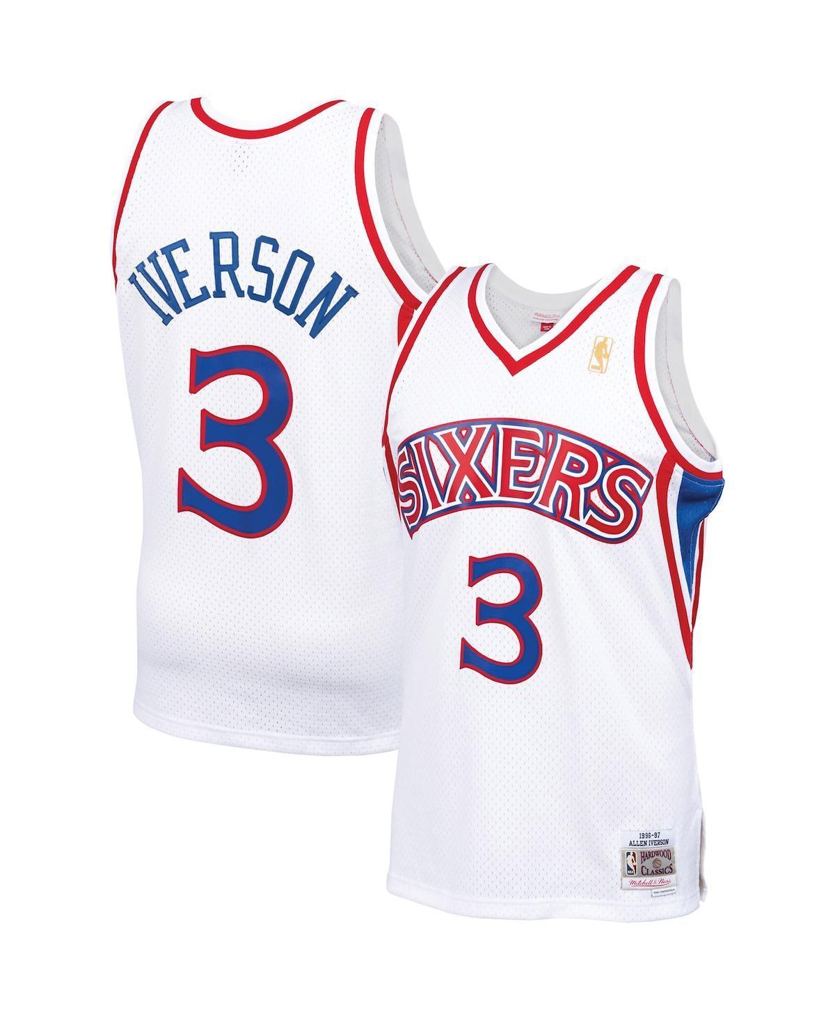 Mens Mitchell & Ness Allen Iverson White Philadelphia 76Ers Big and Tall Hardwood Classics 1996-97 Swingman Jersey - White Product Image