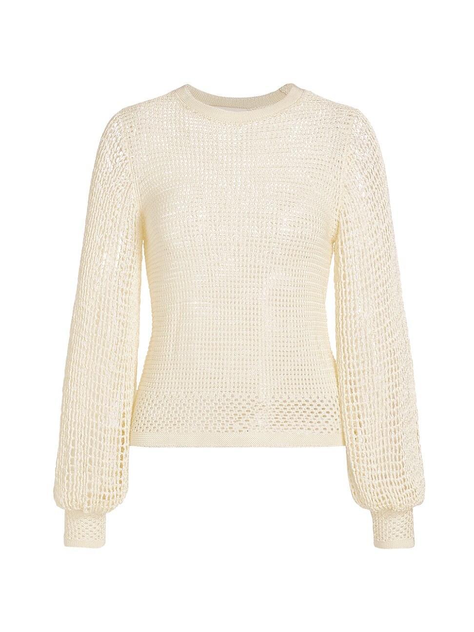 Womens Crochet Crewneck Sweater Product Image