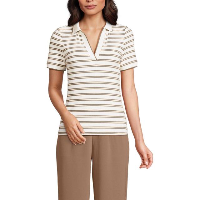 Womens Lands End V-Neck Short Sleeve Polo Product Image