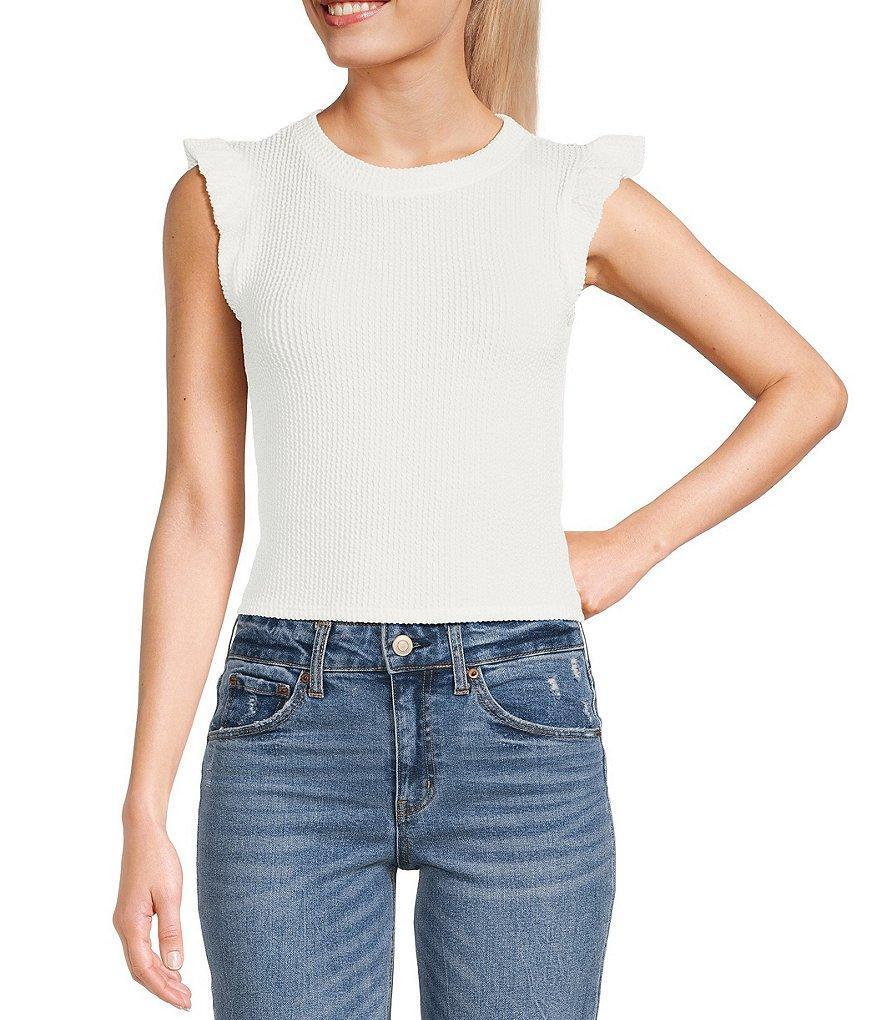 Moa Moa Ribbed Ruffle Sleeve Top Product Image