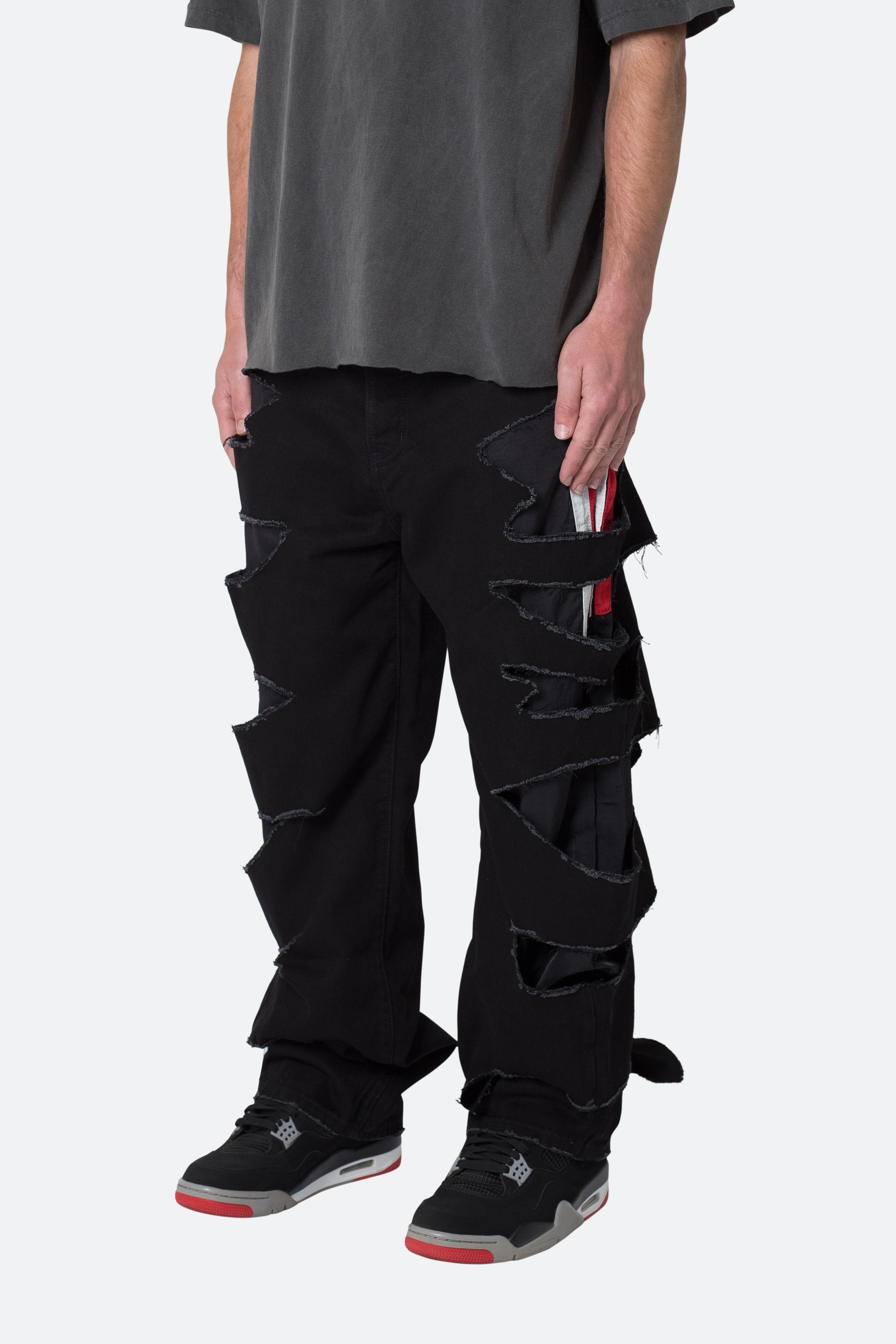 Ultra Baggy Track Lined Denim - Black/Red Product Image