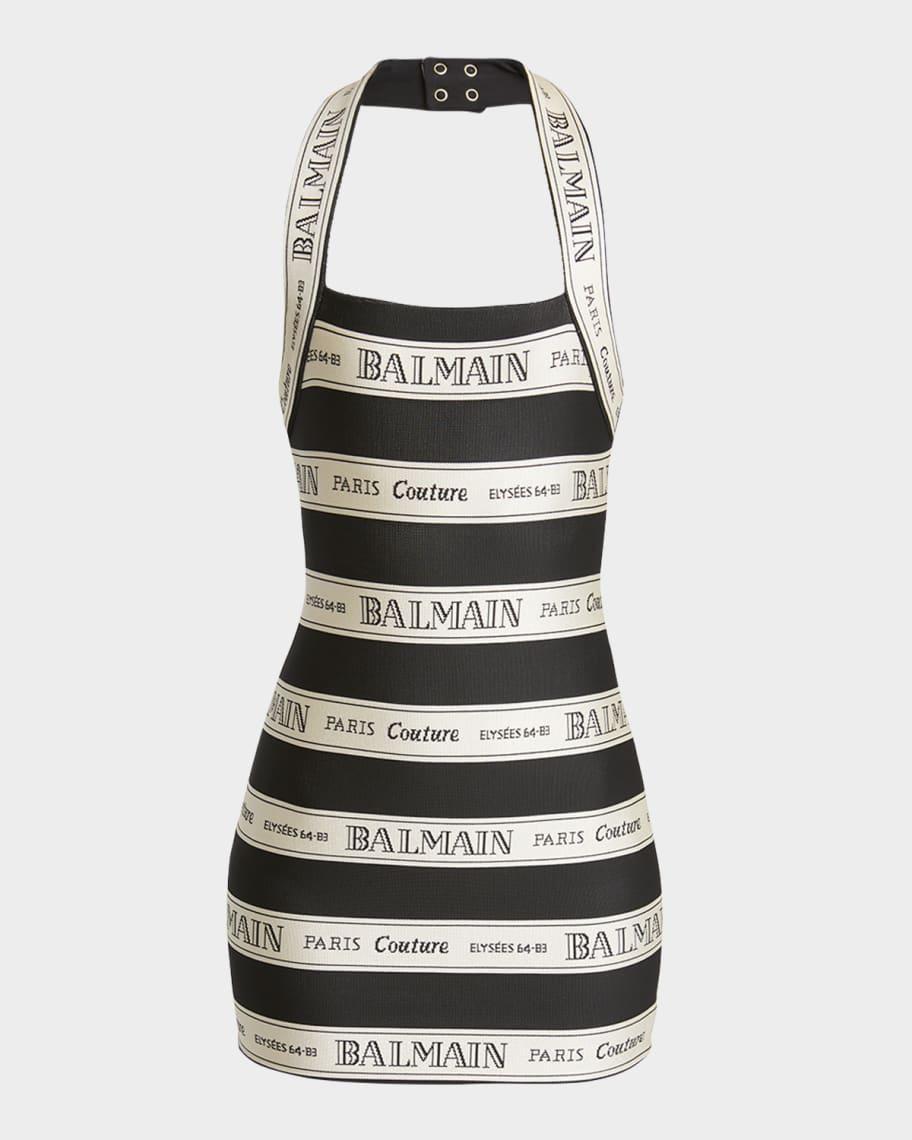 Striped Logo Halter Mini Dress Product Image