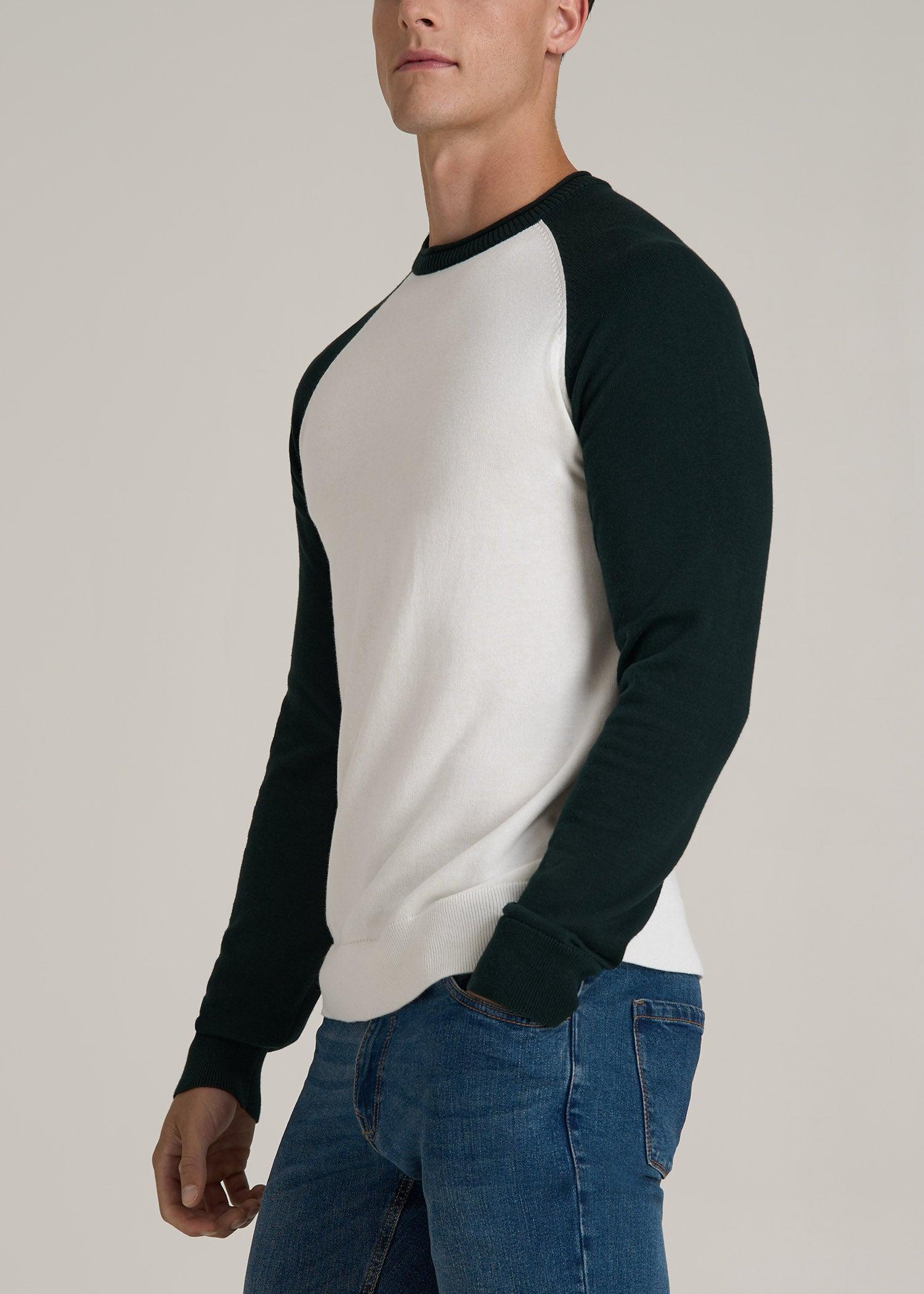 Color Block Raglan Sweater for Tall Men in Cream and Emerald Product Image