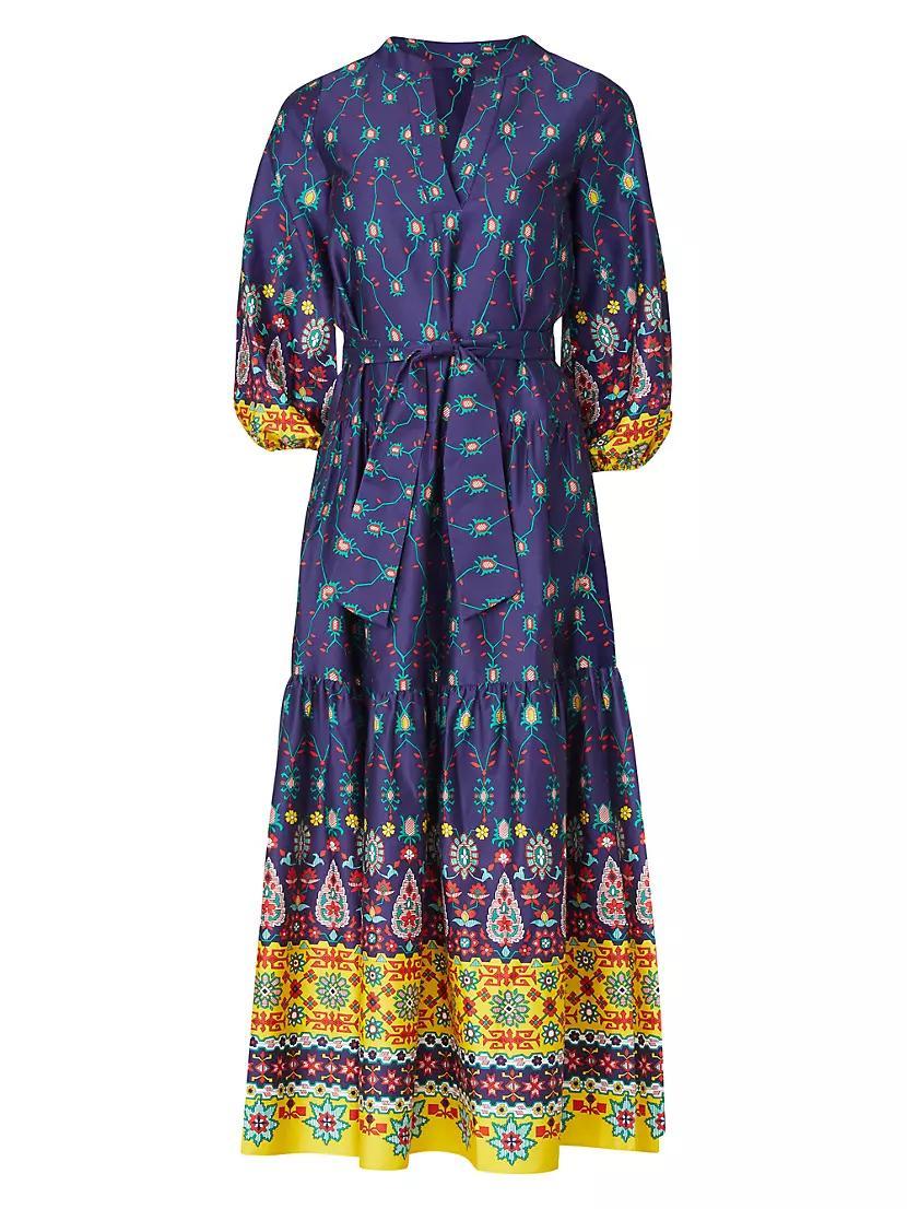 Clare Printed Puff-Sleeve Midi-Dress Product Image