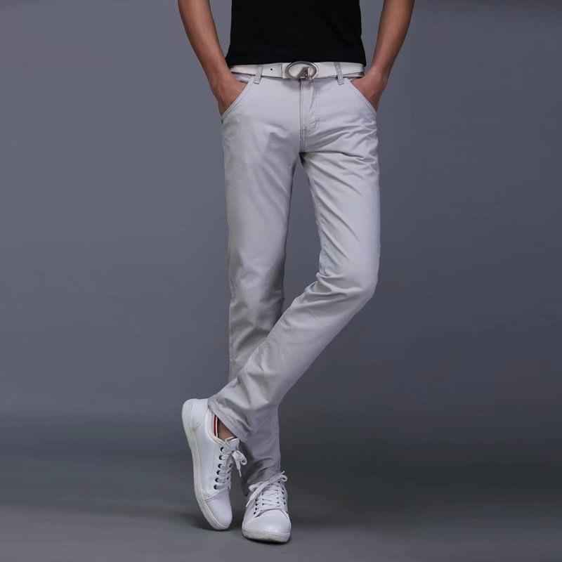 Mid Rise Plain Slim Fit Pants Product Image