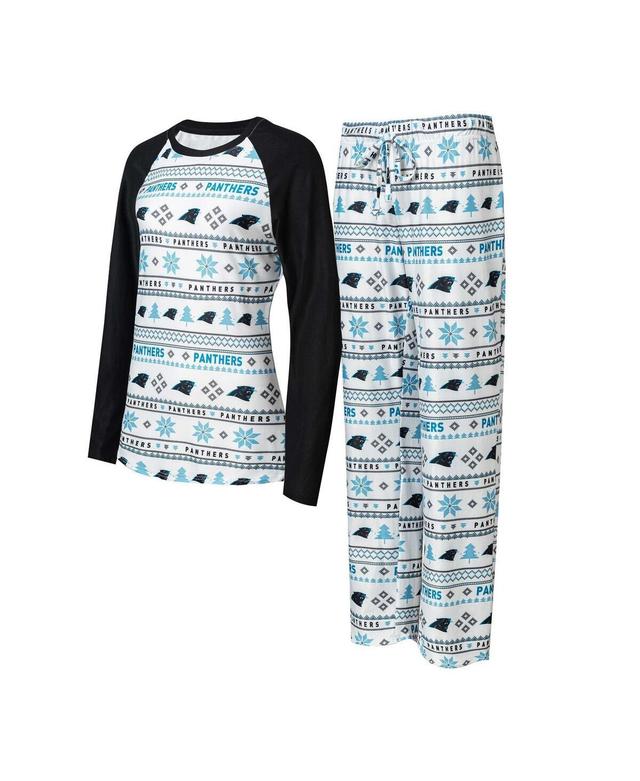 Womens Concepts Sport White Carolina Panthers TinselRaglan Long Sleeve T-shirt and Pants Sleep Set - White Product Image