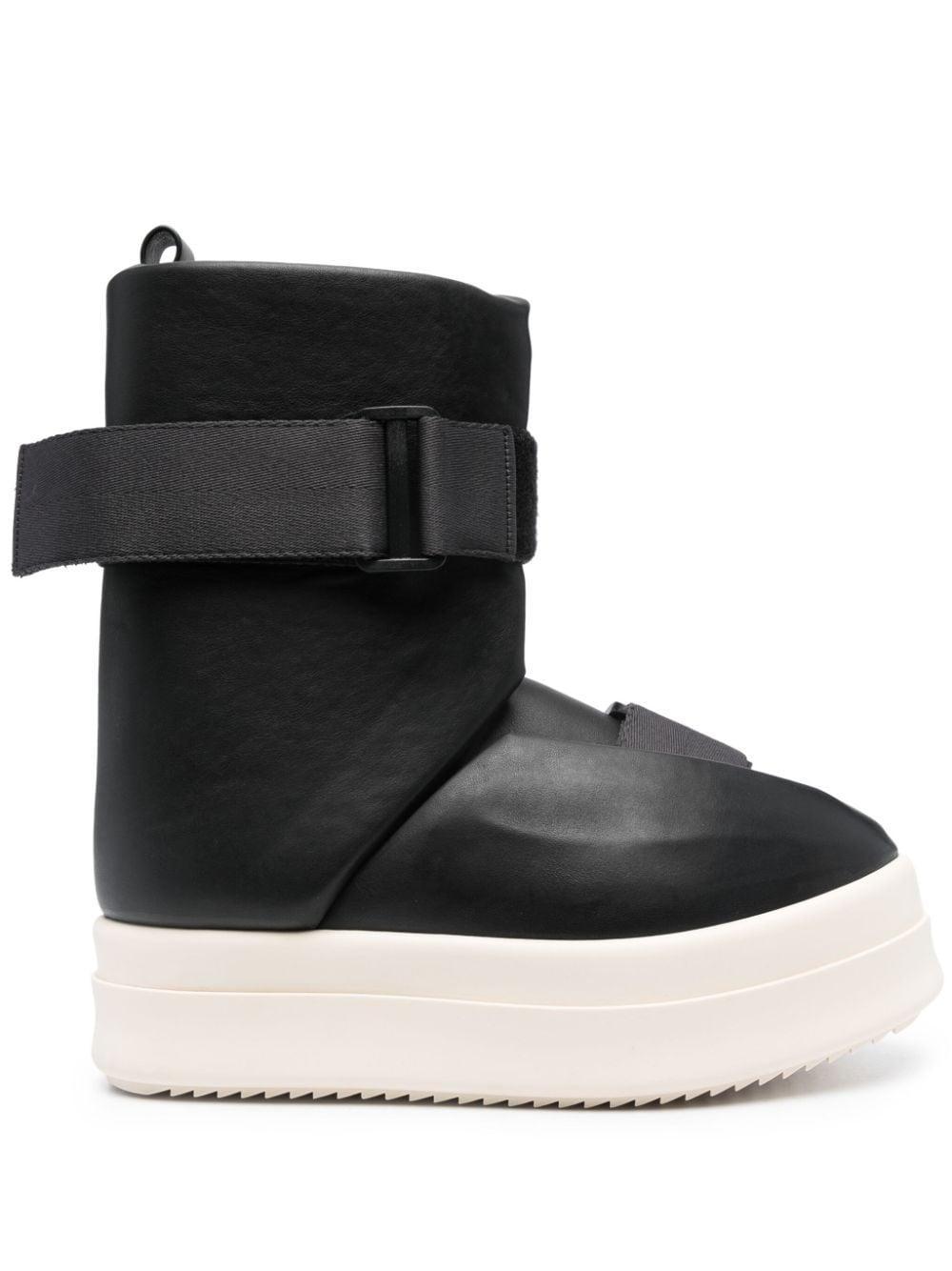 Buckled Leather Ankle Boots In Black Product Image