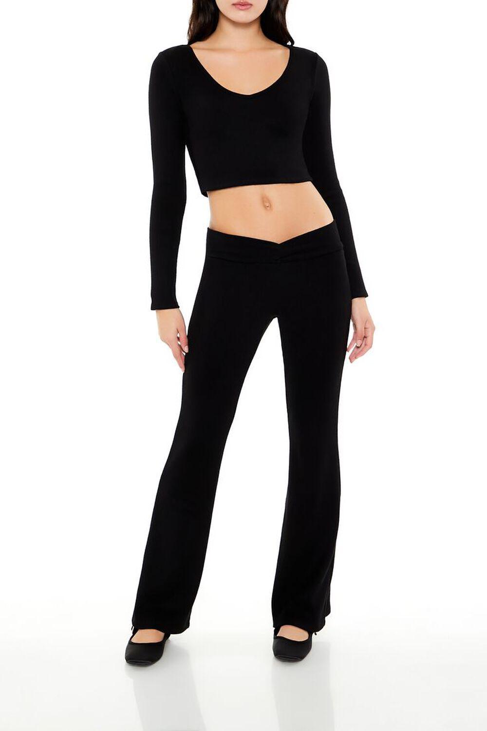 V-Neck Long-Sleeve Crop Top | Forever 21 Product Image