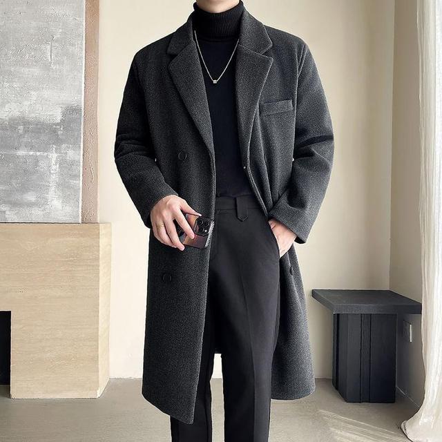 Double Breasted Plain Long Coat Product Image