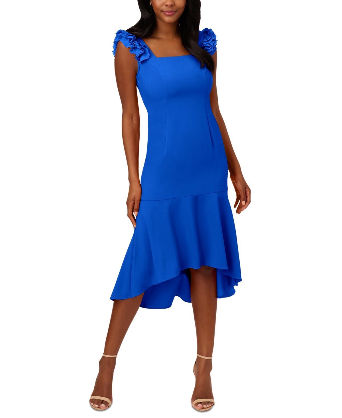 Adrianna Papell Satin Crepe High-Low Dress (Violet Cobalt) Women's Dress Product Image