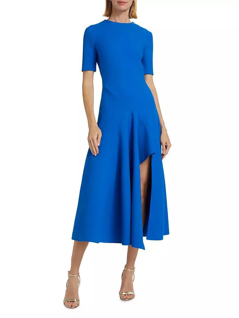 Wave Seam Wool Midi-Dress Product Image