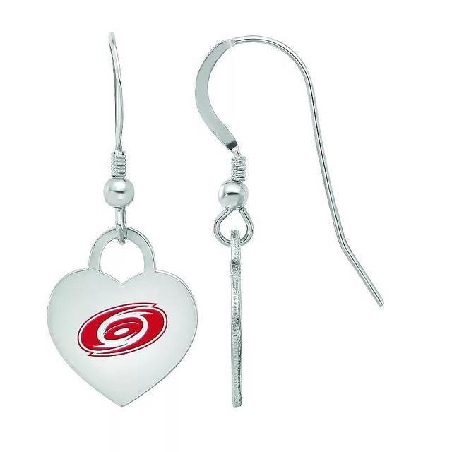 LogoArt Sterling Silver Enamel Carolina Hurricanes Heart Drop Earrings, Womens Product Image