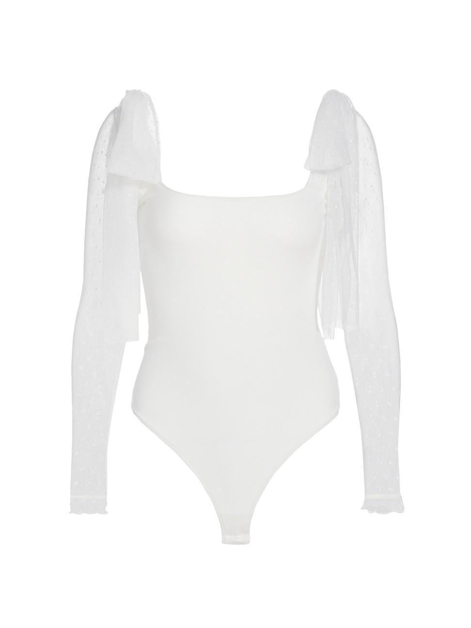 Free People Tongue Tied Mesh Sleeve Tie Shoulder Bodysuit Product Image