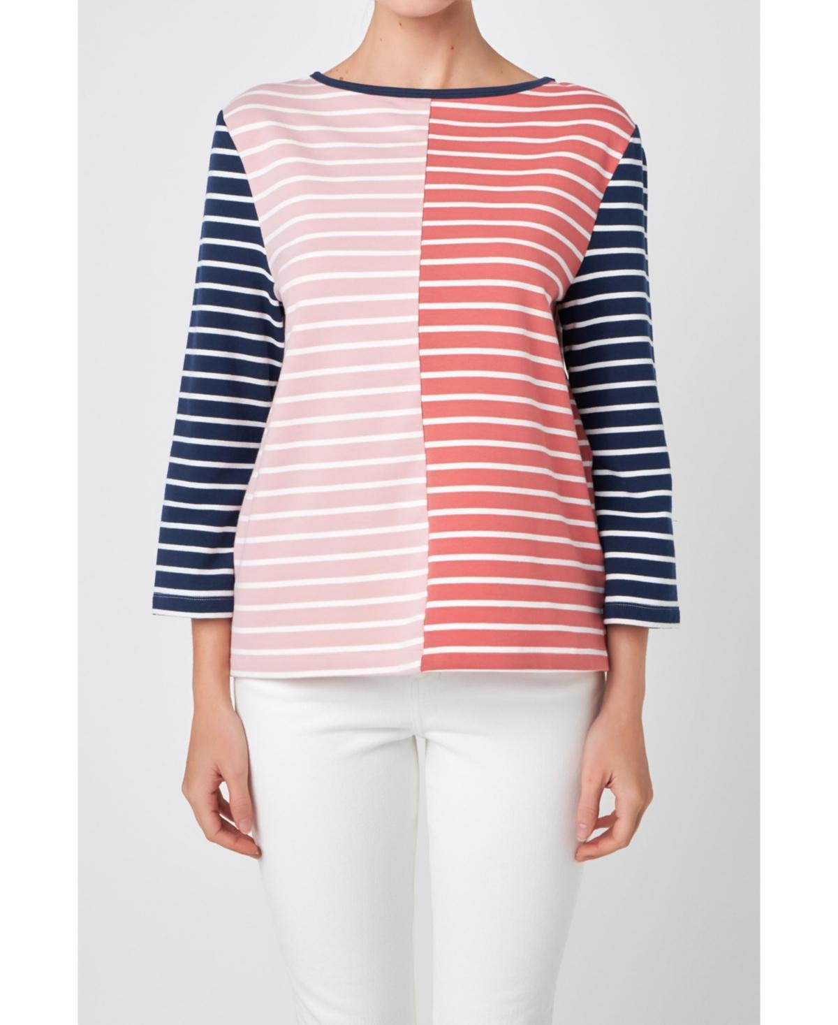 English Factory Stripe Colorblock Top Product Image