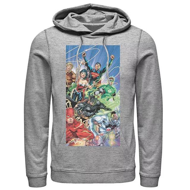 Mens Justice League Fandom Collage Poster Hoodie Athletic Grey Product Image