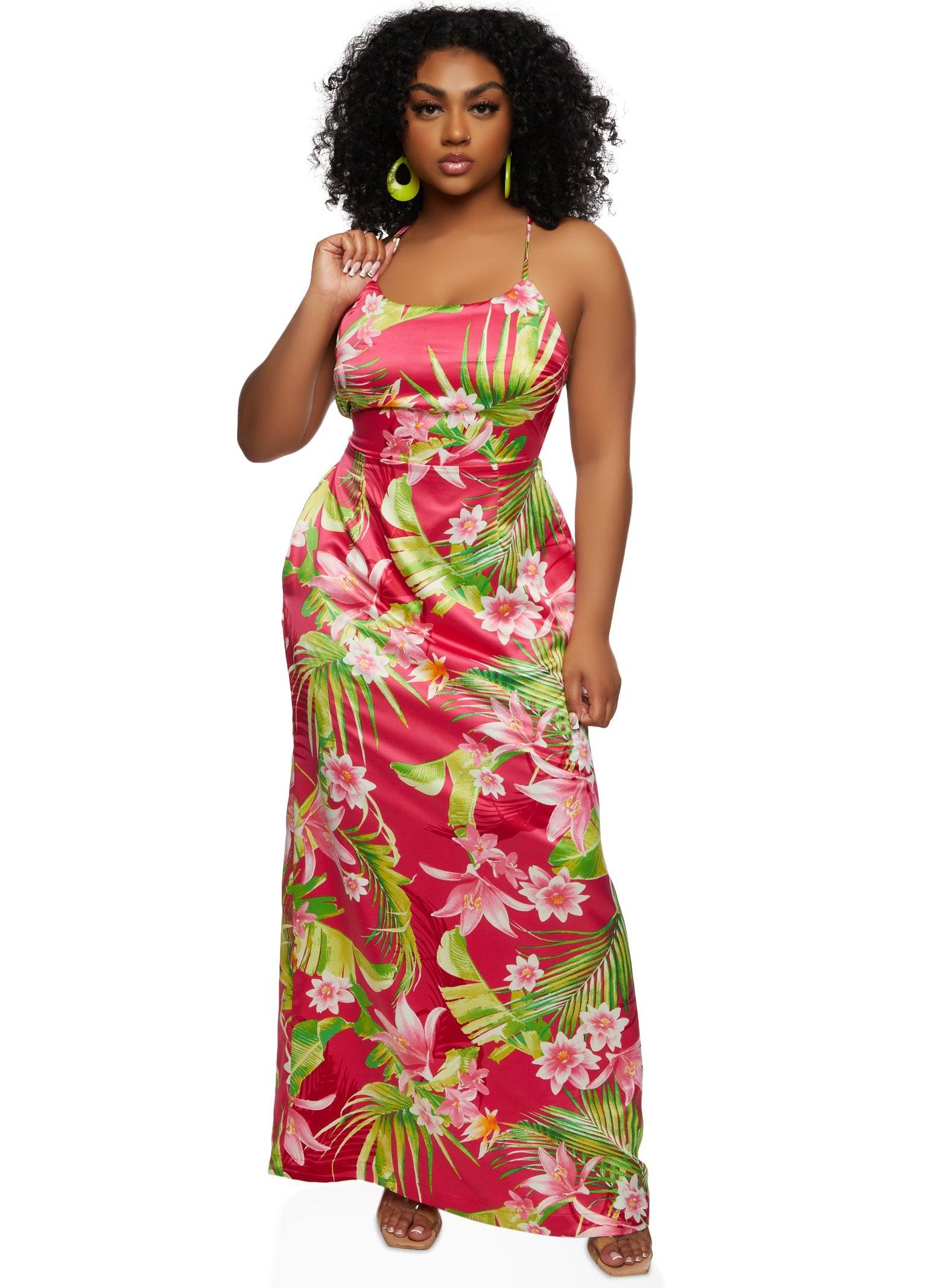 Womens Haute Monde Tropical Print Cami Maxi Dress Product Image