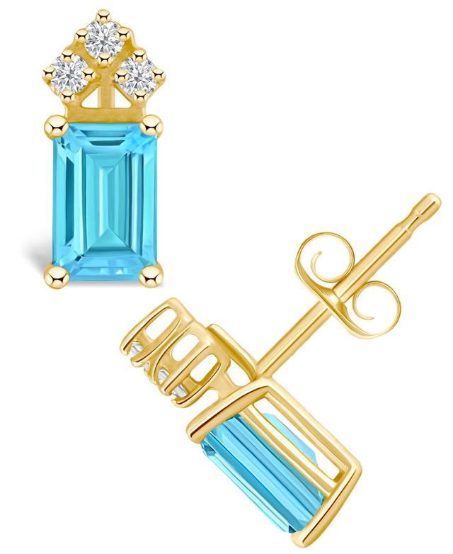 Celebration Gems 14k Gold Emerald Cut Tanzanite & 1/8 Carat T.W. Diamond Stud Earrings, Womens, 14k Whgold Product Image