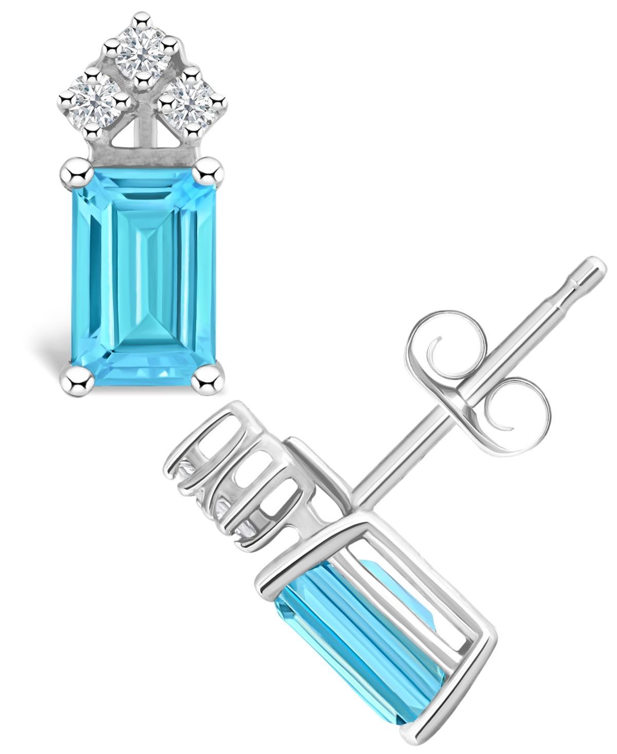 Celebration Gems 14k Gold Emerald Cut Tanzanite & 1/8 Carat T.W. Diamond Stud Earrings, Womens, 14k Whgold Product Image