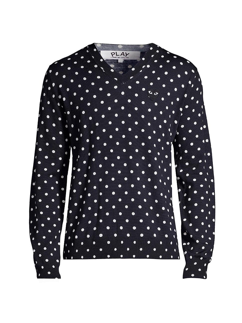 Mens Polka Dot Wool Sweater Product Image