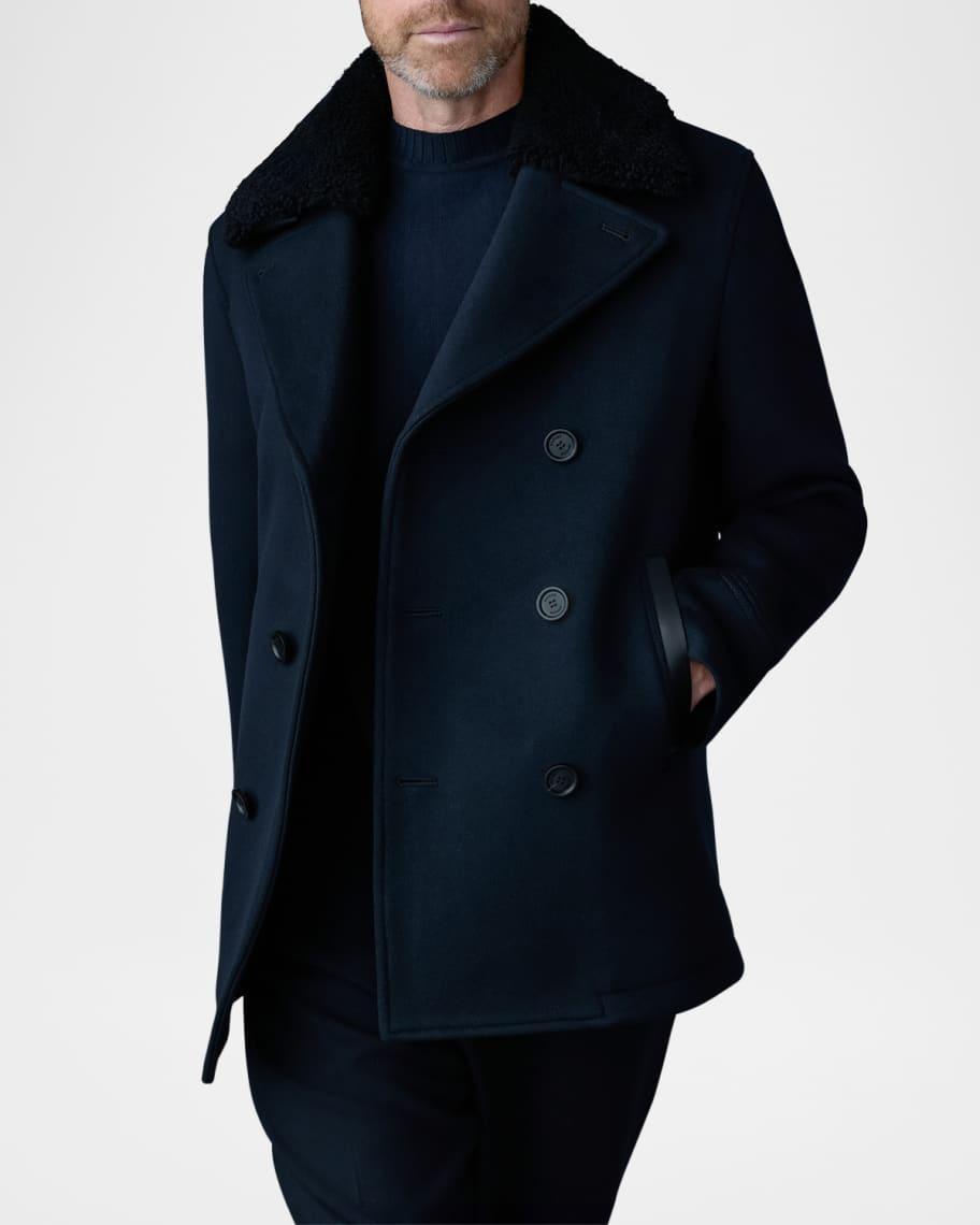 Mens Cole Wool Peacoat with Shearling Collar Product Image