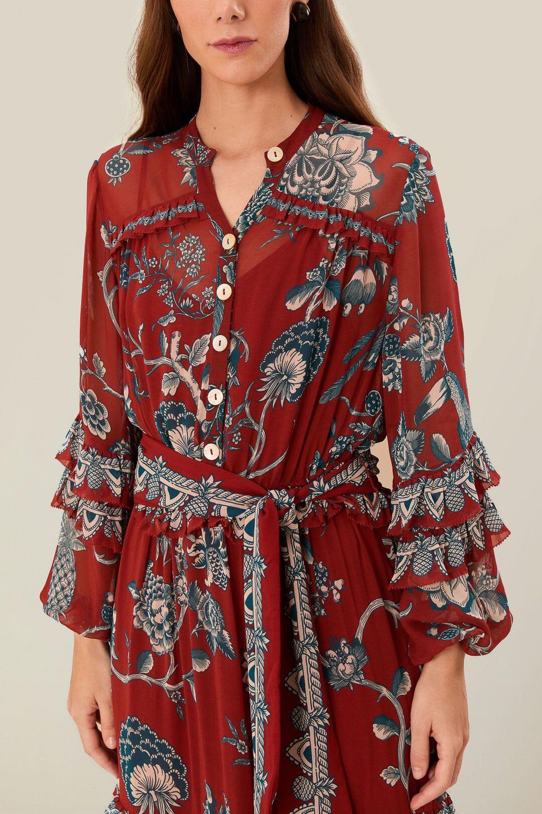 Red Tropical Landing Maxi Dress Product Image