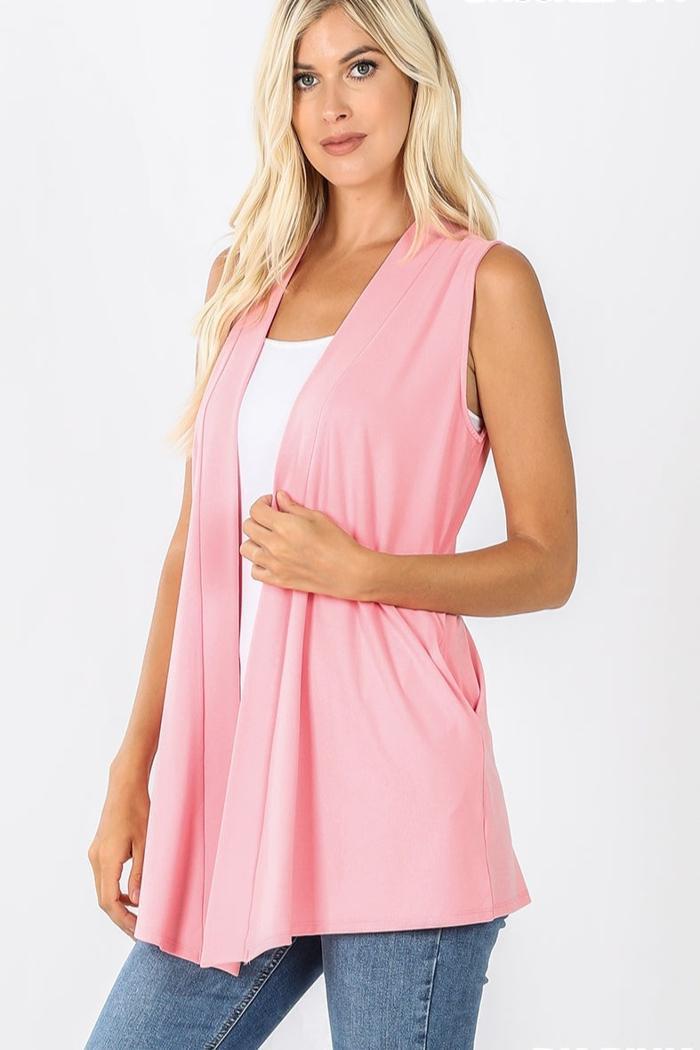 Open-Front Sleeveless Cardigan Product Image