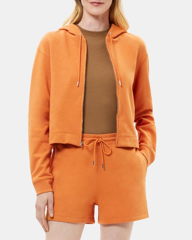 Cropped Zip Hoodie in Cotton Terry Product Image