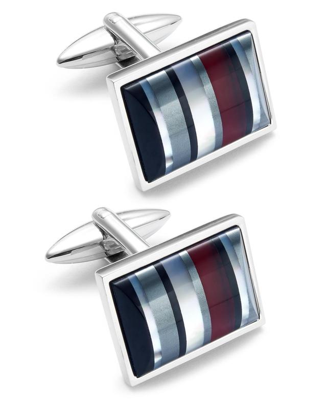 Sutton by Rhona Sutton Mens Stainless Steel Striped Cuff Links Product Image