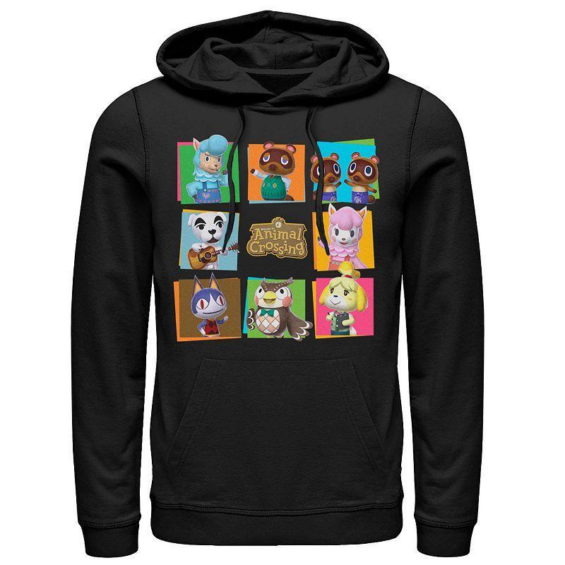 Mens Animal Crossing Group Shot Panels Hoodie Black Product Image