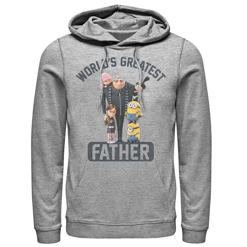 Mens Despicable Me Minions Greatest Father Pullover Hoodie Athletic Grey Product Image