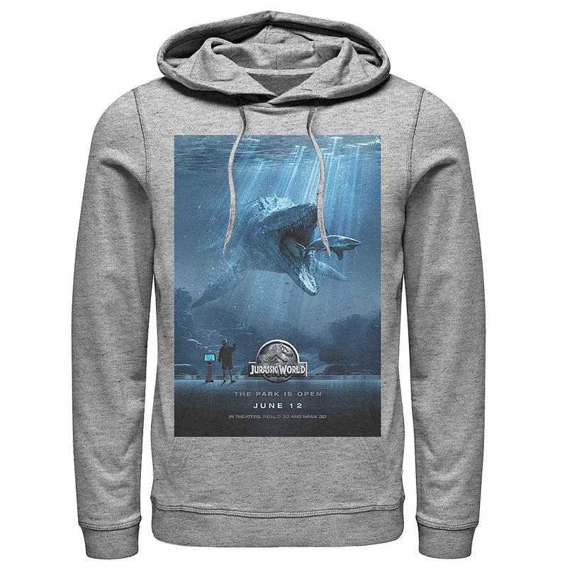 Mens Jurassic World Mosasaurus Movie Poster Hoodie Grey Heather Product Image