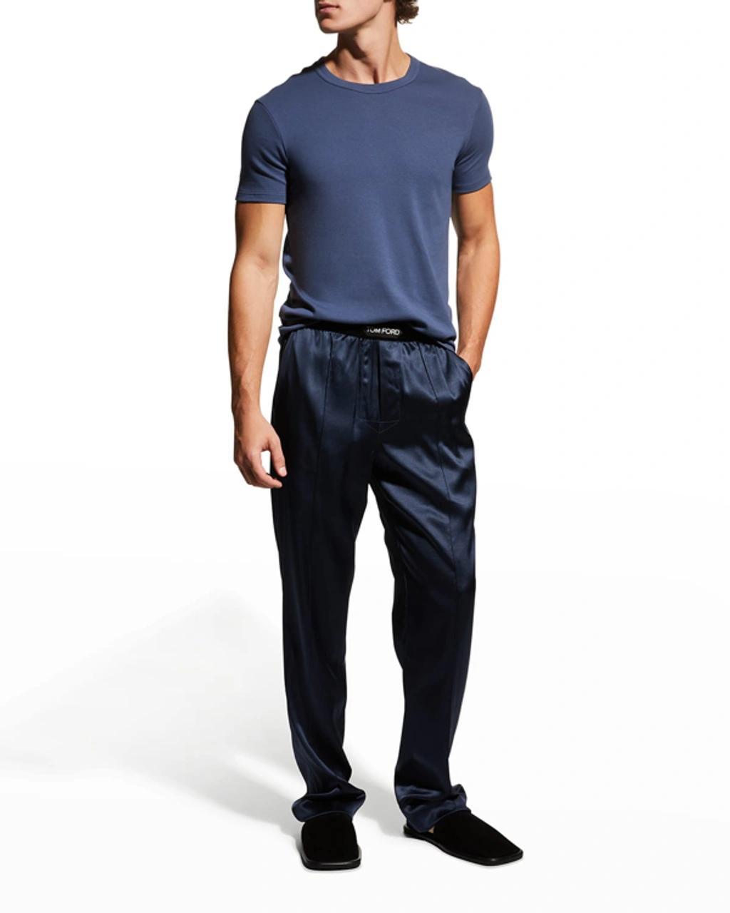 TOM FORD Men's Solid Stretch Jersey T-shirt In Dark Blue Product Image