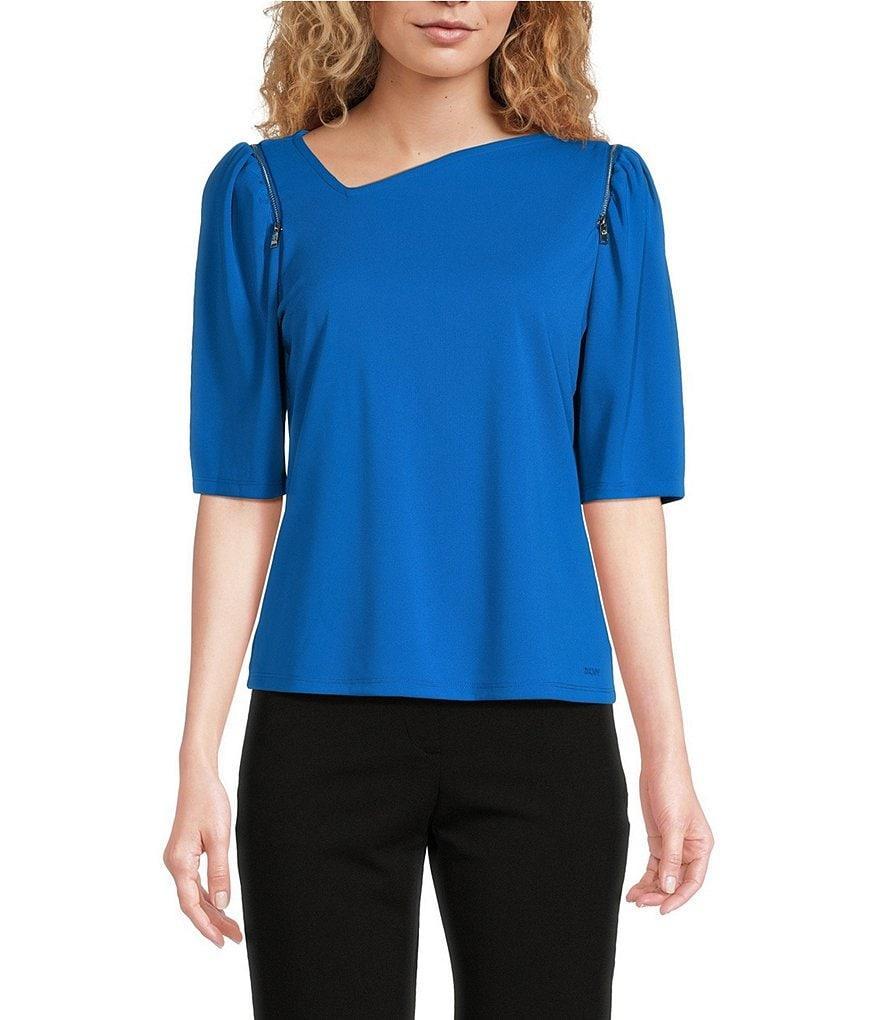 DKNY by Donna Karan Puff Sleeve Asymmetrical Neck Blouse product image